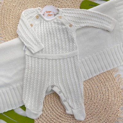 Saída de Maternidade Fofinho - Tranças com Botões - Off White